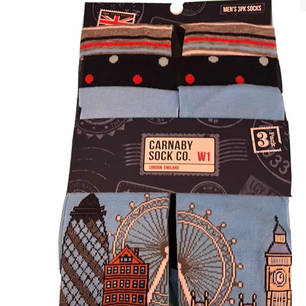Carnaby Sock Co. Mens 3 PK Socks Sz 8-12 NWT
